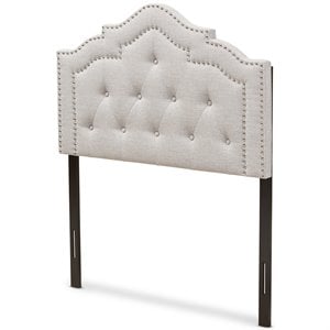 Bowery Hill Modern Tufted Twin Panel Headboard in Grayish Beige