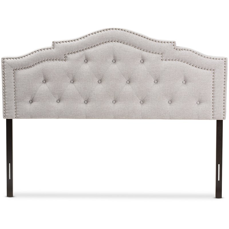 Bowery Hill Modern Tufted Full Panel Headboard in Grayish Beige