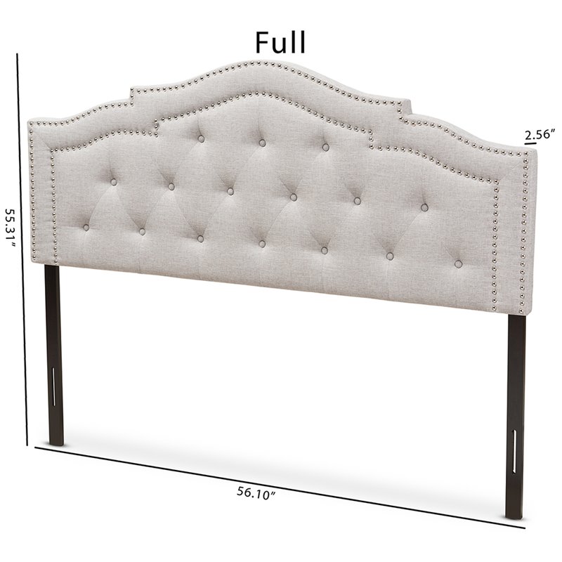 Bowery Hill Modern Tufted Full Panel Headboard in Grayish Beige
