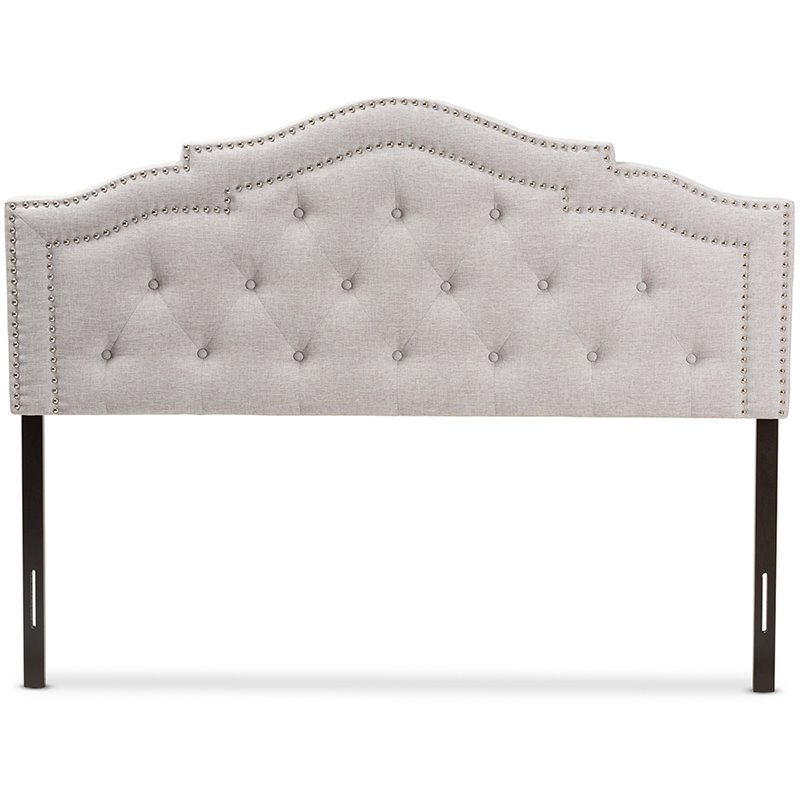 Bowery Hill Upholstered Grayish Beige Headboard Rectangular Foam Padded