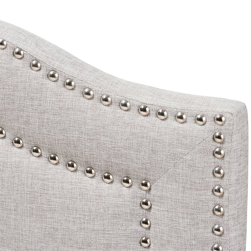 Bowery Hill Upholstered Grayish Beige Headboard Rectangular Foam Padded