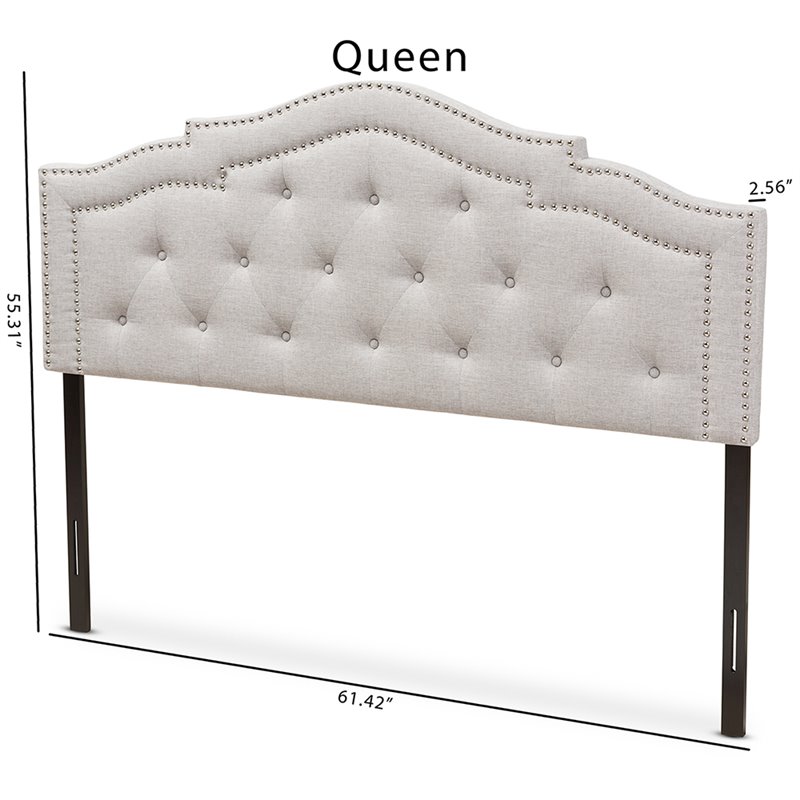 Bowery Hill Upholstered Grayish Beige Headboard Rectangular Foam Padded