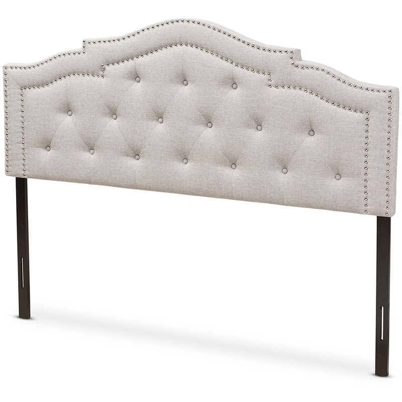 Bowery Hill Upholstered Grayish Beige Headboard Rectangular Foam Padded