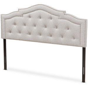 Bowery Hill Upholstered Grayish Beige Headboard Rectangular Foam Padded