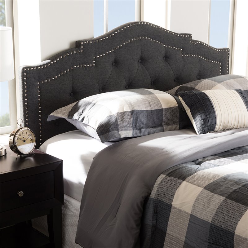 Bowery Hill Modern Fabric Tufted Queen Panel Headboard with Wood Frame in Gray