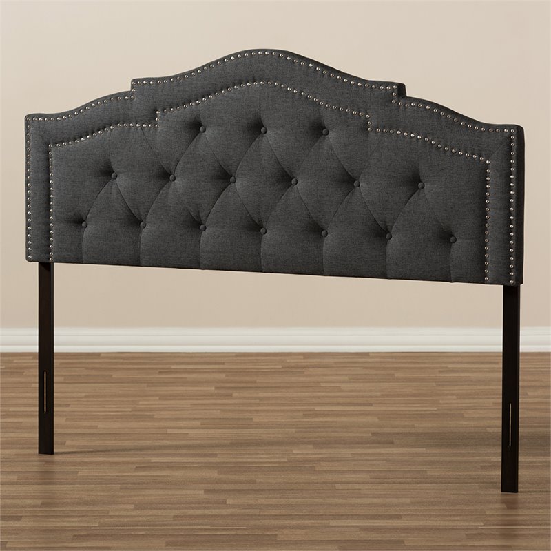 Bowery Hill Modern Fabric Tufted Queen Panel Headboard with Wood Frame in Gray