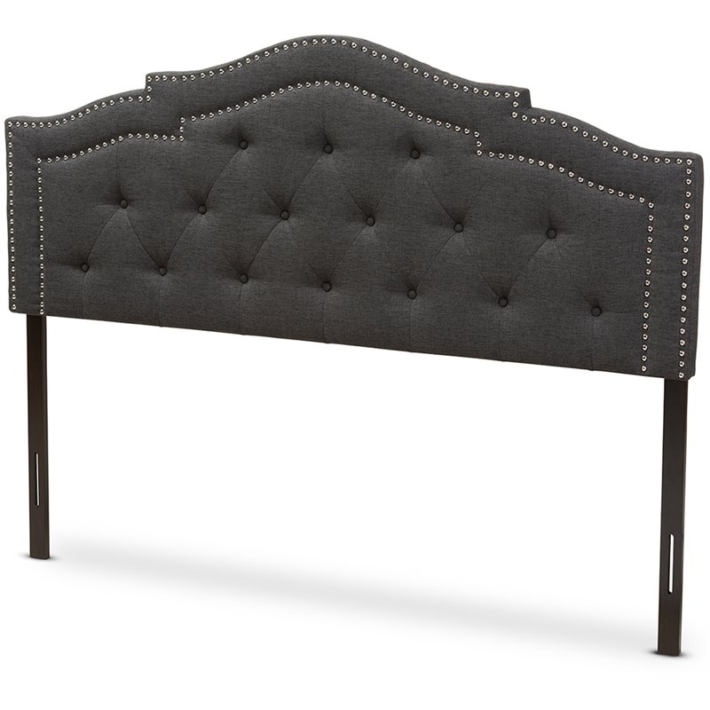 Bowery Hill Modern Fabric Tufted Queen Panel Headboard with Wood Frame in Gray
