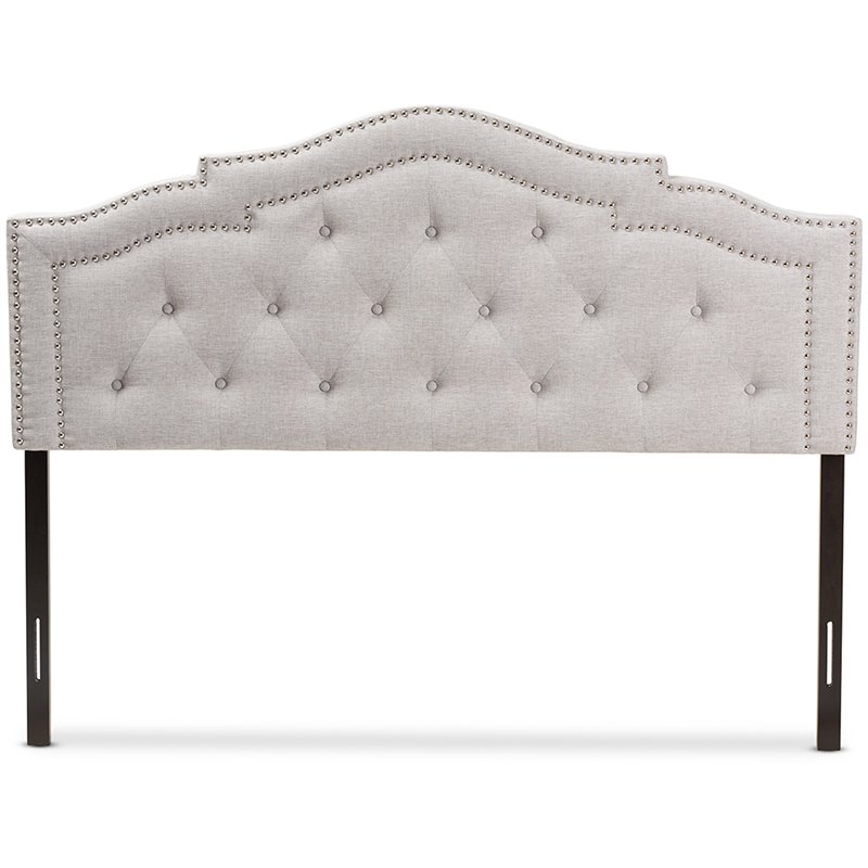 Bowery Hill Modern Tufted King Panel Headboard in Grayish Beige