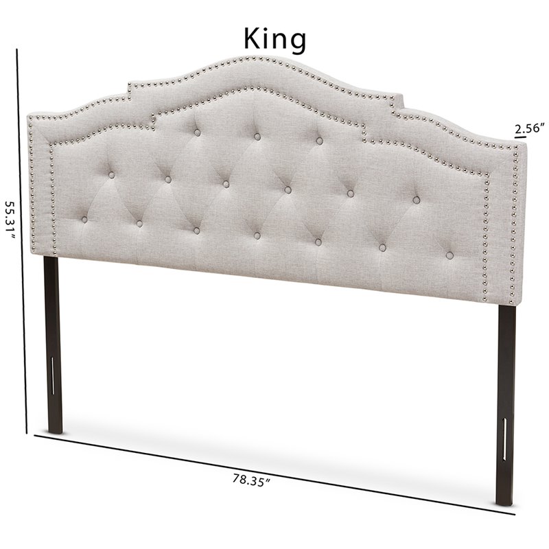 Bowery Hill Modern Tufted King Panel Headboard in Grayish Beige