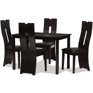 Bowery Hill Modern 5 Piece Dining Set in Dark Brown