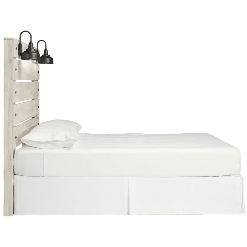 Bowery Hill Engineered Wood White Wash Panel Headboard Rectangular USB Charging Stations 60.67