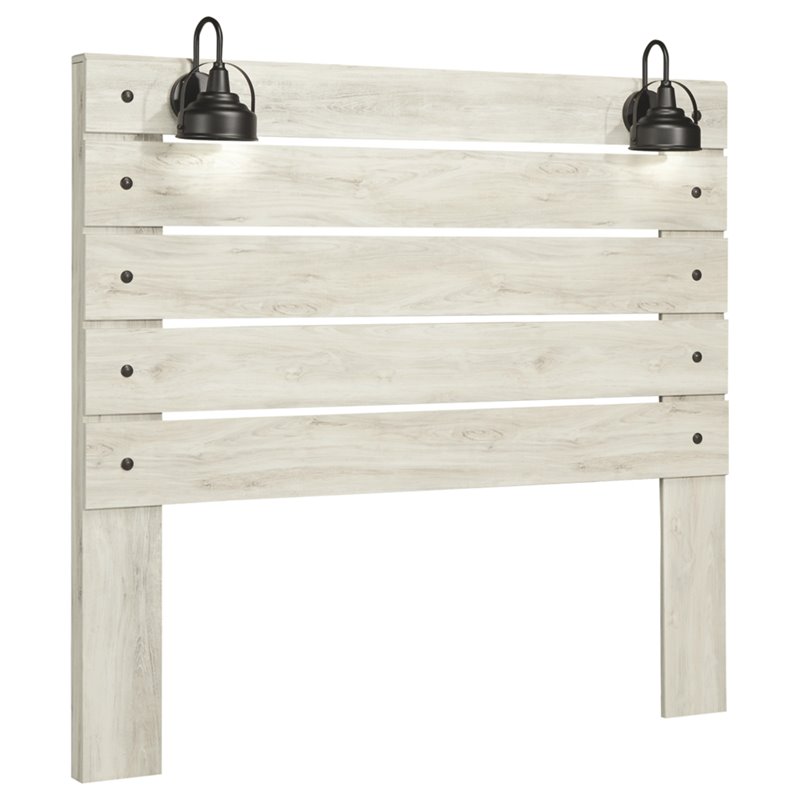 Bowery Hill Engineered Wood White Wash Panel Headboard Rectangular USB Charging Stations 60.67