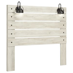 Bowery Hill Engineered Wood White Wash Panel Headboard Rectangular USB Charging Stations 60.67&quotH Unassembled