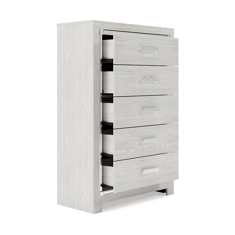 Bowery Hill Contemporary 5 Drawer Chest in White