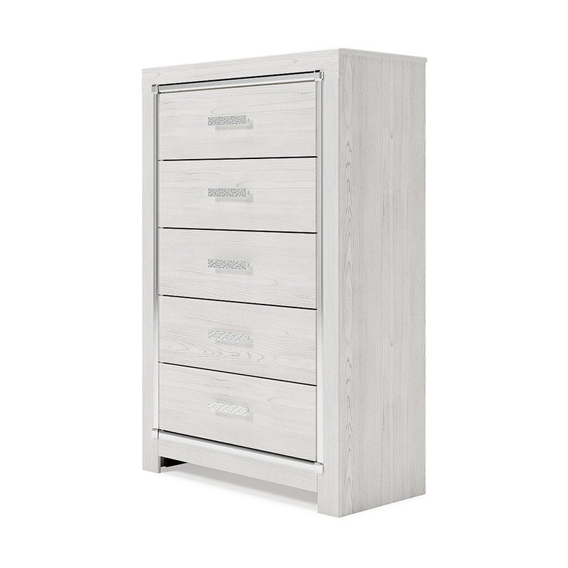 Bowery Hill Contemporary 5 Drawer Chest in White