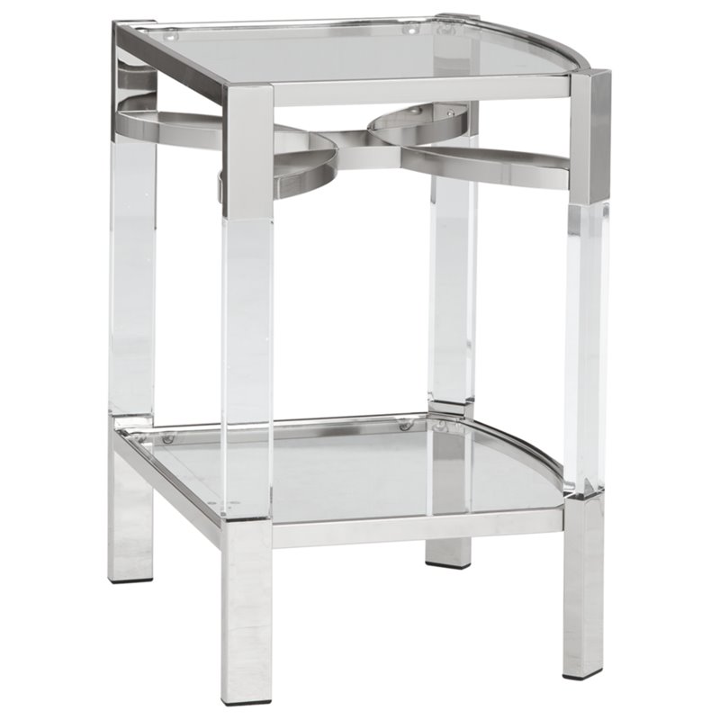 Bowery Hill Clear Acrylic and Silver Accent Table
