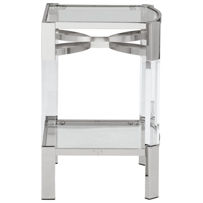 Bowery Hill Clear Acrylic and Silver Accent Table