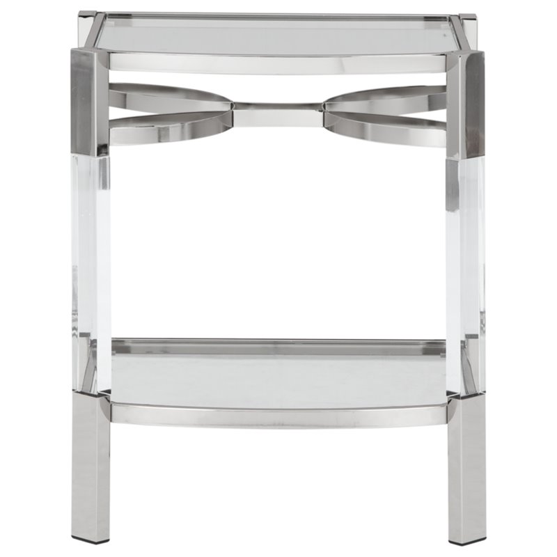 Bowery Hill Clear Acrylic and Silver Accent Table