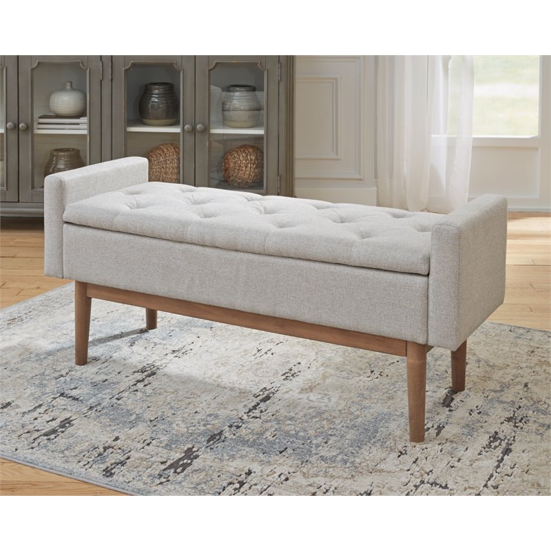 Bowery Hill Contemporary Beige and Brown Storage Bench