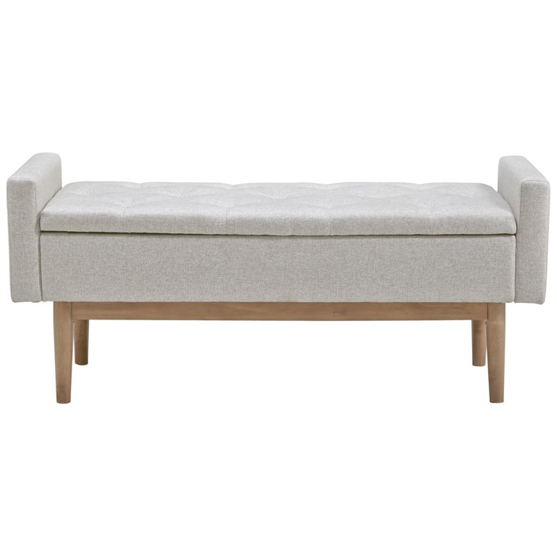 Bowery Hill Contemporary Beige and Brown Storage Bench