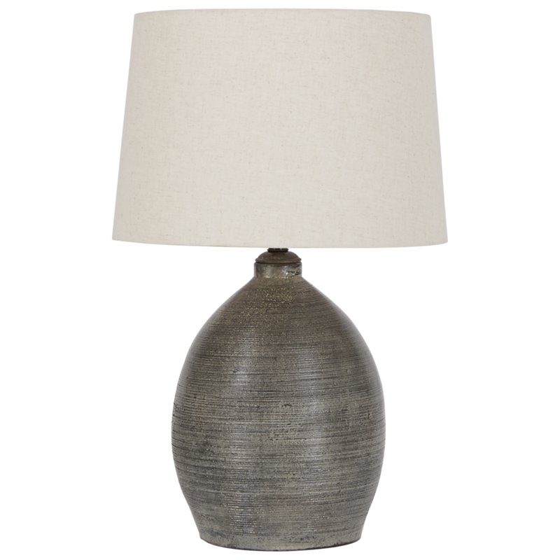 Bowery Hill Terracotta Gray Table Lamp Drum Shade 27.5