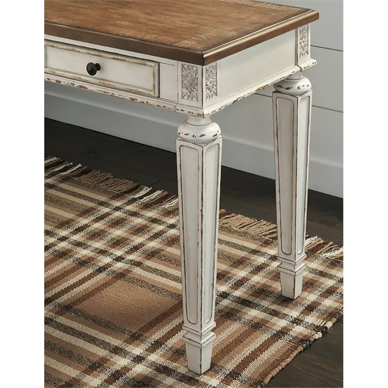 Bowery Hill Traditional Engineered Wood Computer Desk with USB Ports in White