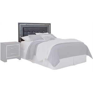 Bowery Hill Tufted Full Queen LED Panel Headboard in Gray
