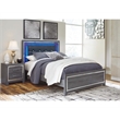 Bowery Hill Tufted Full Queen LED Panel Headboard in Gray