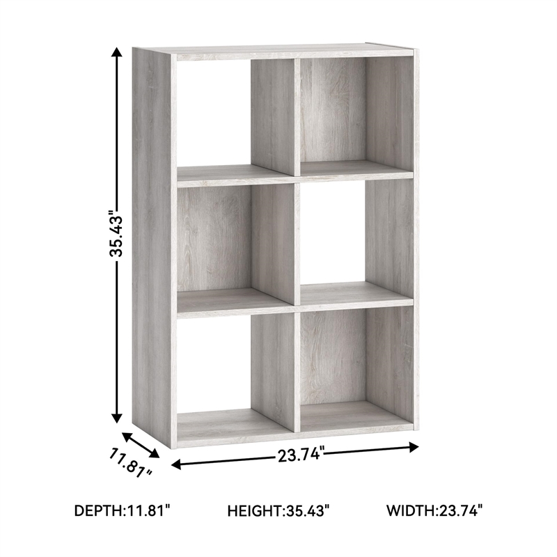 Bowery Hill Six Cube Engineered Wood Organizer in White Wash