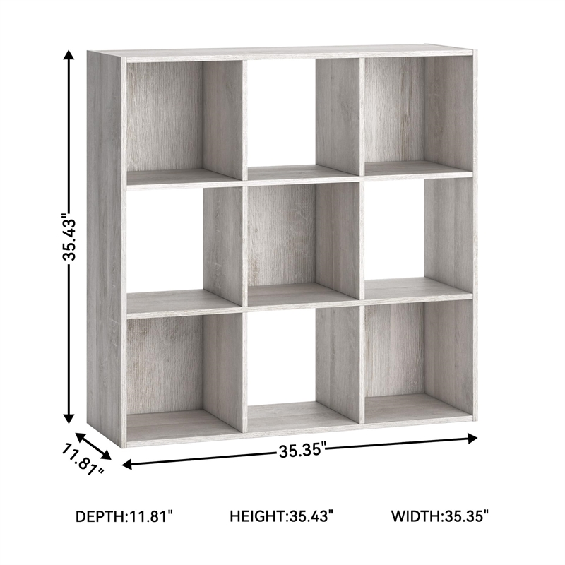 Bowery Hill Nine Cube Engineered Wood Organizer in White Wash