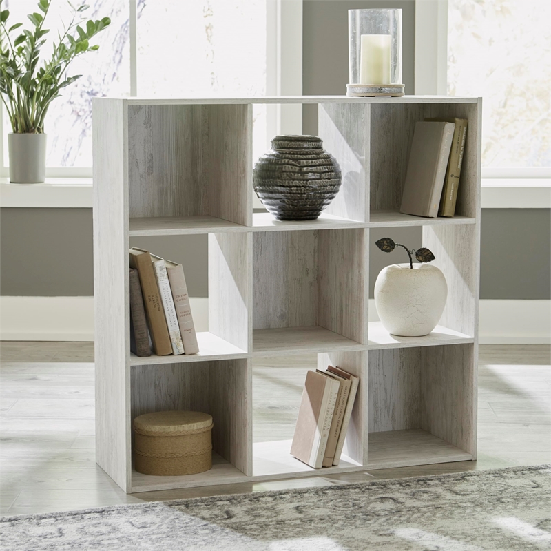 Bowery Hill Nine Cube Engineered Wood Organizer in White Wash