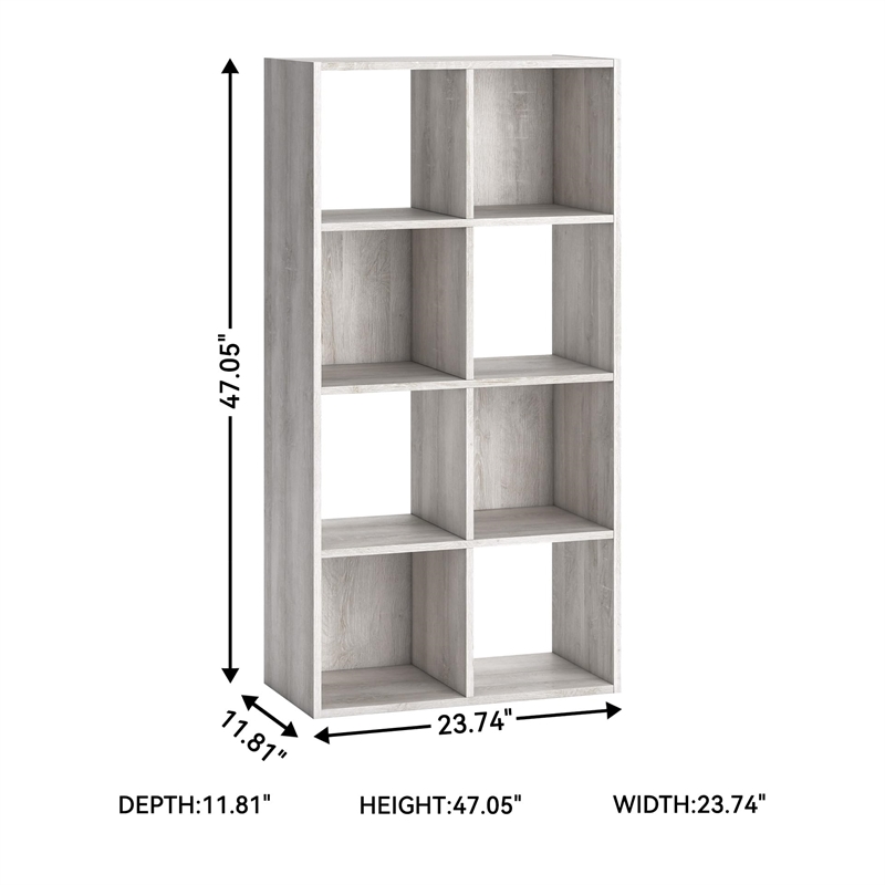 Bowery Hill Eight Cube Engineered Wood Organizer in White Wash