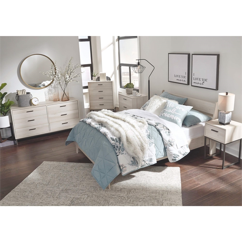 Bowery Hill Contemporary Engineered Wood Queen Panel Headboard in White