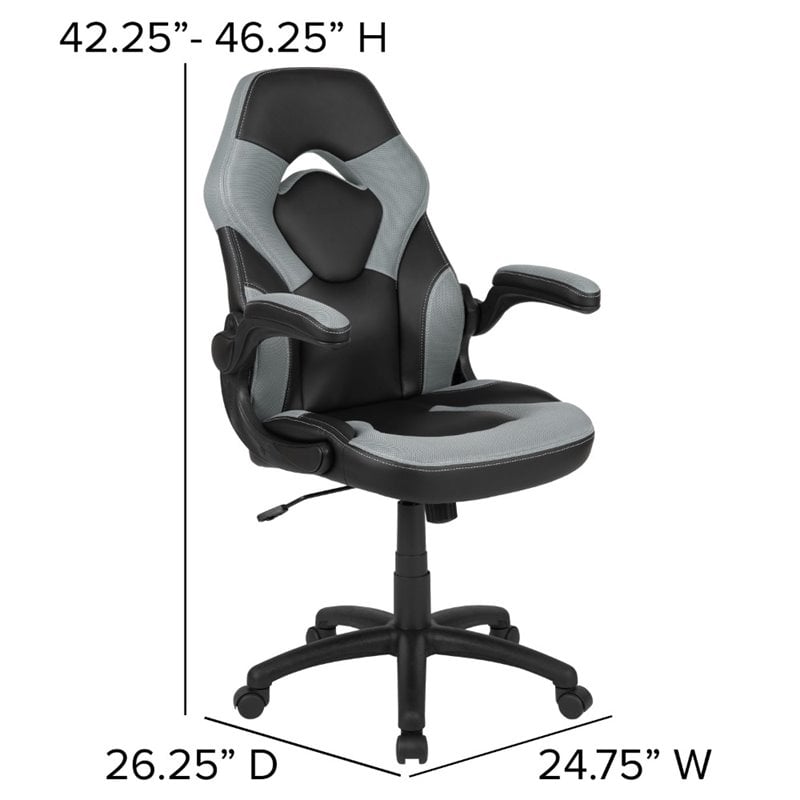 Bowery Hill 2 Piece Gaming Desk Set with Monitor Stand in Black and Gray