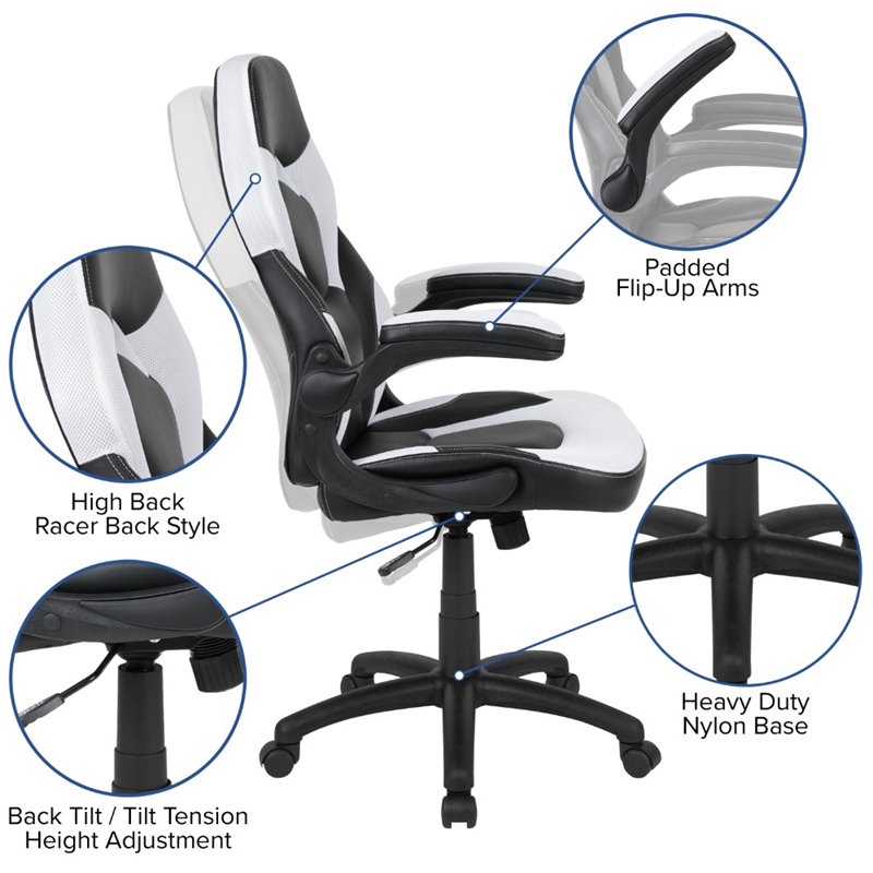 Bowery Hill 2 Piece Gaming Desk Set with Monitor Stand in Black and White