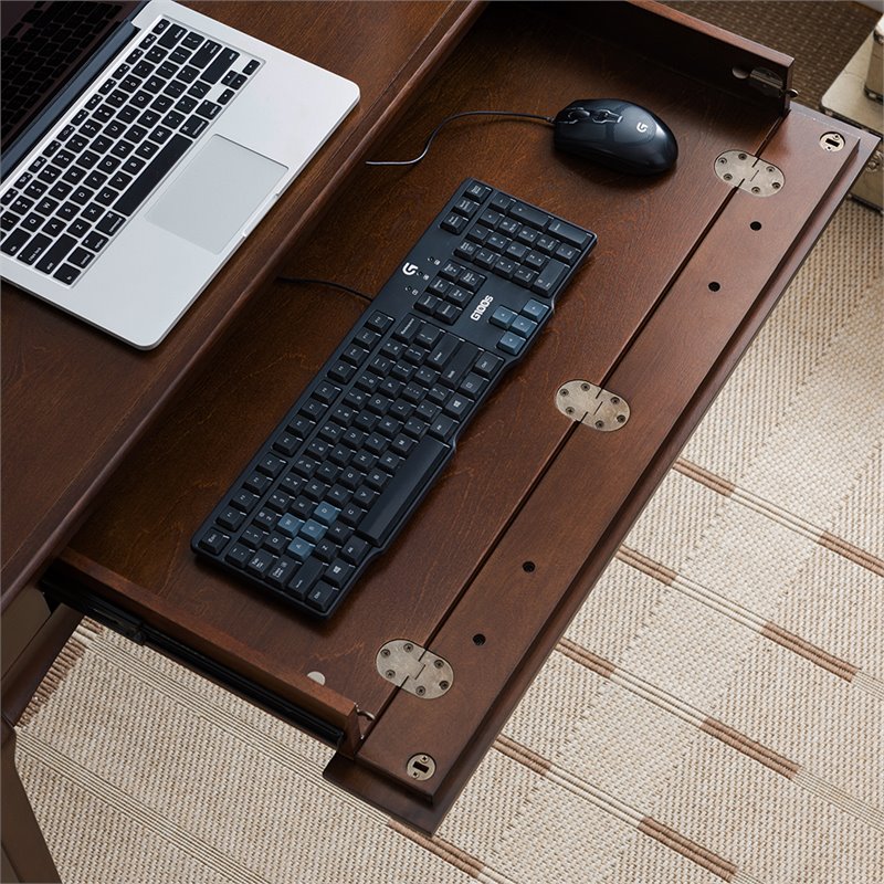 Bowery Hill Solid Wood Computer Desk in Heartwood Cherry