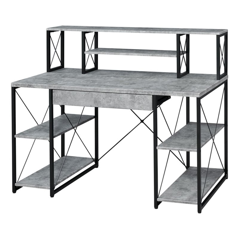 Bowery Hill Contemporary Wood Rectangular Table Top Desk in Black