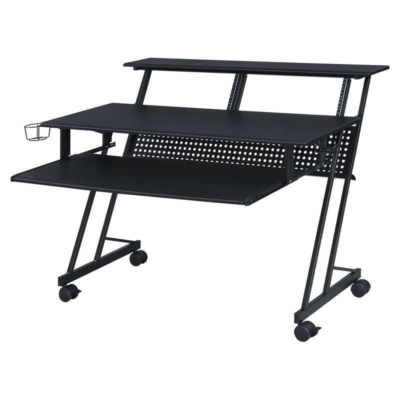 Bowery Hill Contemporary Wood Music Recording Studio Desk in Black