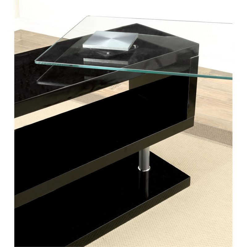 Bowery Hill Modern Swivel Metal Computer Desk in Black