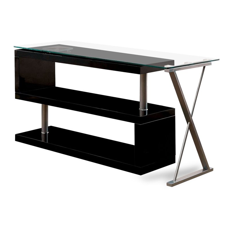 Bowery Hill Modern Swivel Metal Computer Desk in Black