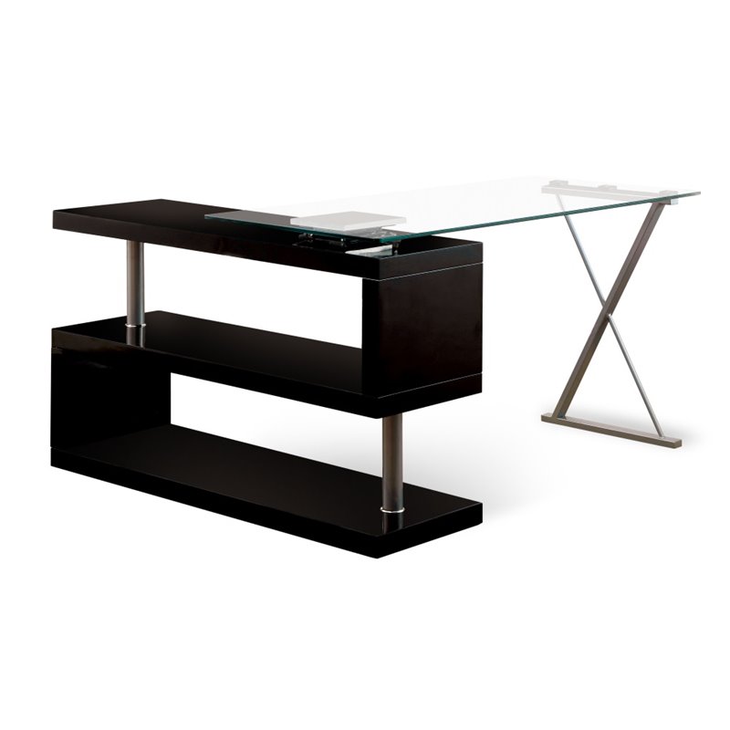 Bowery Hill Modern Swivel Metal Computer Desk in Black