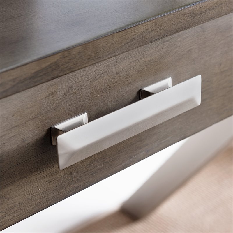 Bowery Hill Computer Desk in Smoke Gray and Brushed Nickel
