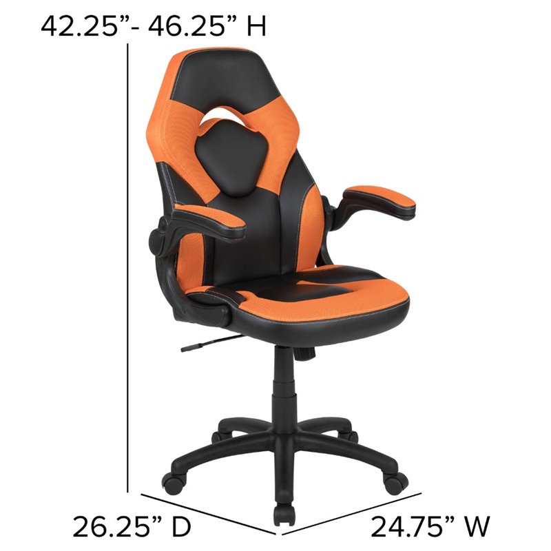 Bowery Hill 2 Piece Z-Frame Gaming Desk Set in Red and Orange