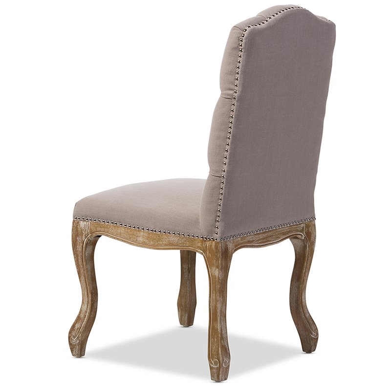 Bowery Hill Tufted Dining Side Chair in Natural Oak and Beige