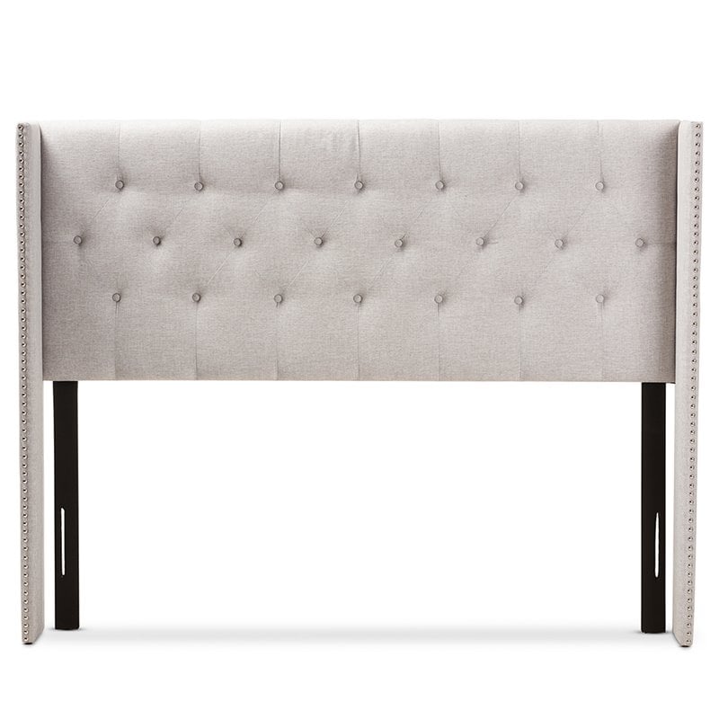 Bowery Hill King Winged Panel Headboard in Grayish Beige