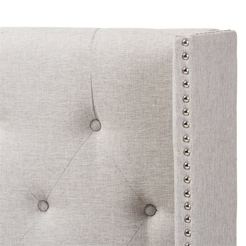 Bowery Hill King Winged Panel Headboard in Grayish Beige