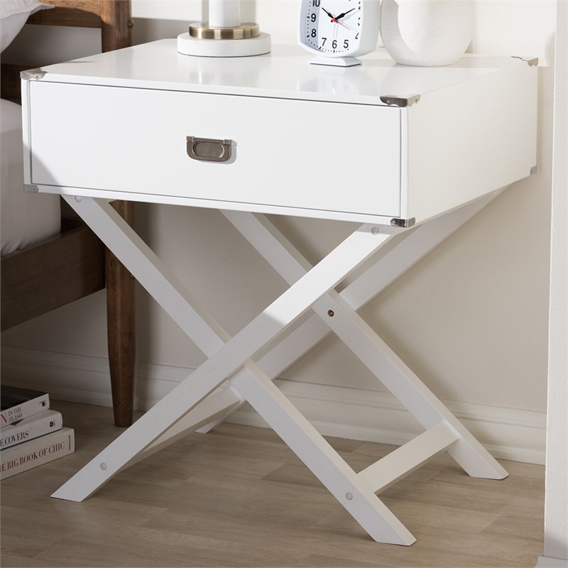 Bowery Hill 1 Drawer Nightstand Table in White