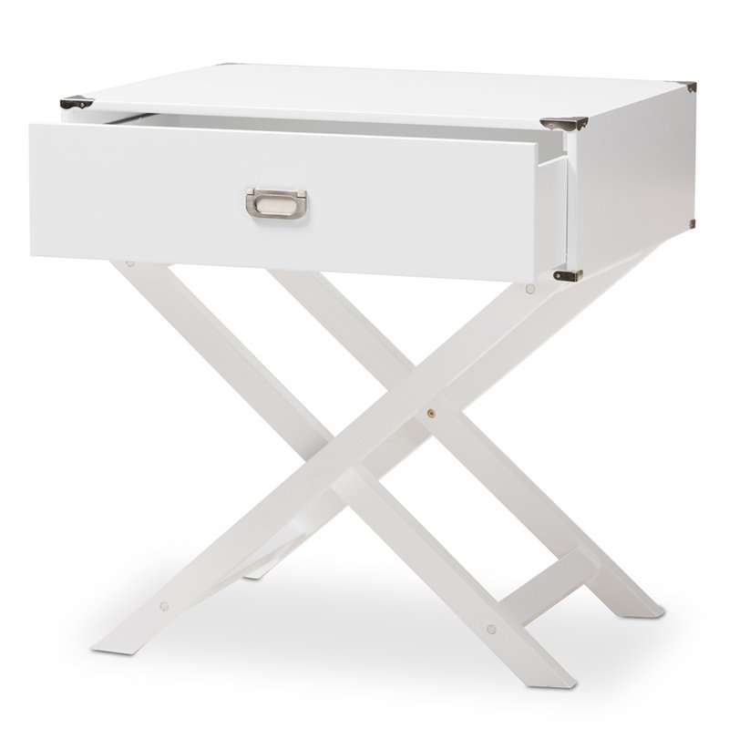 Bowery Hill 1 Drawer Nightstand Table in White