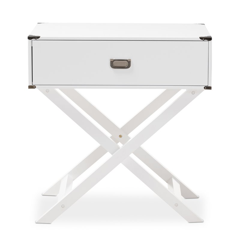 Bowery Hill 1 Drawer Nightstand Table in White