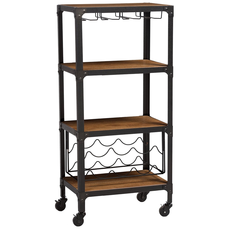 Bowery Hill Mobile Wine Rack in Antique Black and Brown